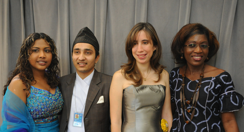From left,2010 fellows Melini Moses (South Africa), Mahesh Acharya (Nepal), Débora Dongo-Soria (Peru) and Nadia Zibilila (Togo)