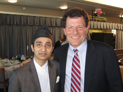 On left 2010 fellow Mahesh Acharya with Nicholas Kristof of the New York Times, recipient of the 2010 Chair Citation