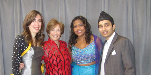 From left 2010 fellows Débora Dongo-Soria, Evelyn Leopold, chair of the Fund, Mahesh Acharya and Melini Moses