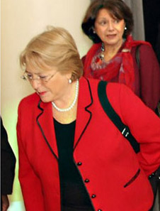 Michelle Bachelet, undersecretary-general, U.N.-Women, with U.S. Ambassador Rosemary DiCarlo